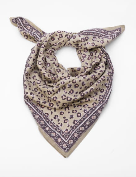 Grand foulard léopard - Bengal Tilleul