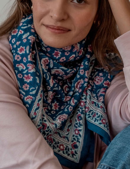 Grand foulard Indien - Edel Aqua