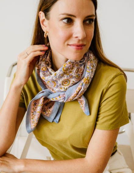 Grand foulard Indien - Garda Bleuet