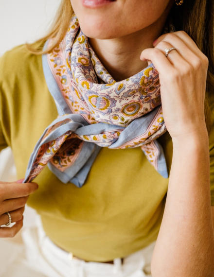 Grand foulard Indien - Garda Bleuet