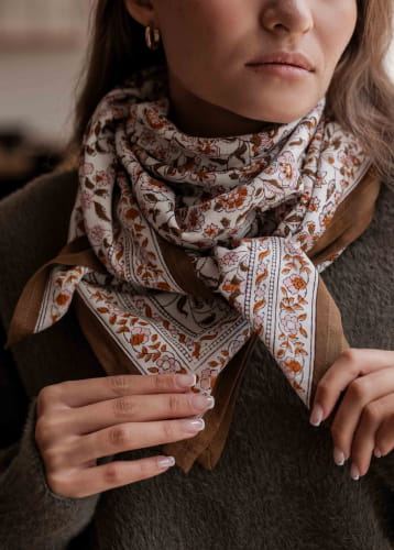 Foulard femme imprimé - Edel Ambre - Bindi Atelier