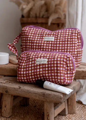 Trousse de toilette vichy Tara Bindi Atelier - imprimé Blockprint