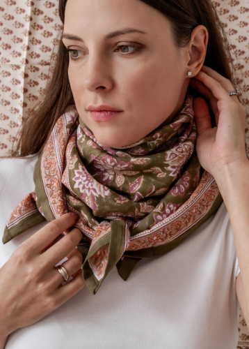 Foulard femme imprimé - Matira Verde - Bindi Atelier