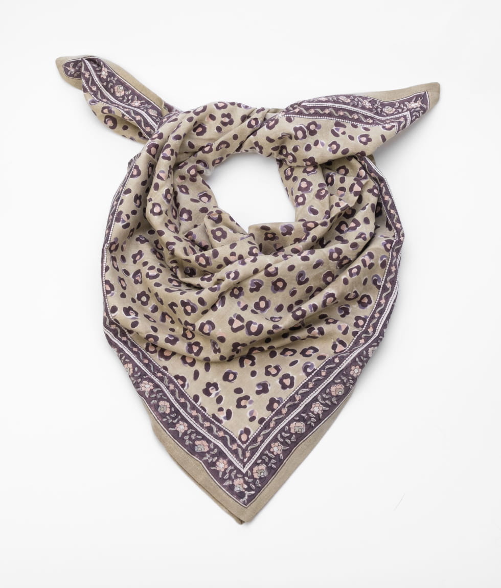 Grand foulard léopard - Bengal Tilleul