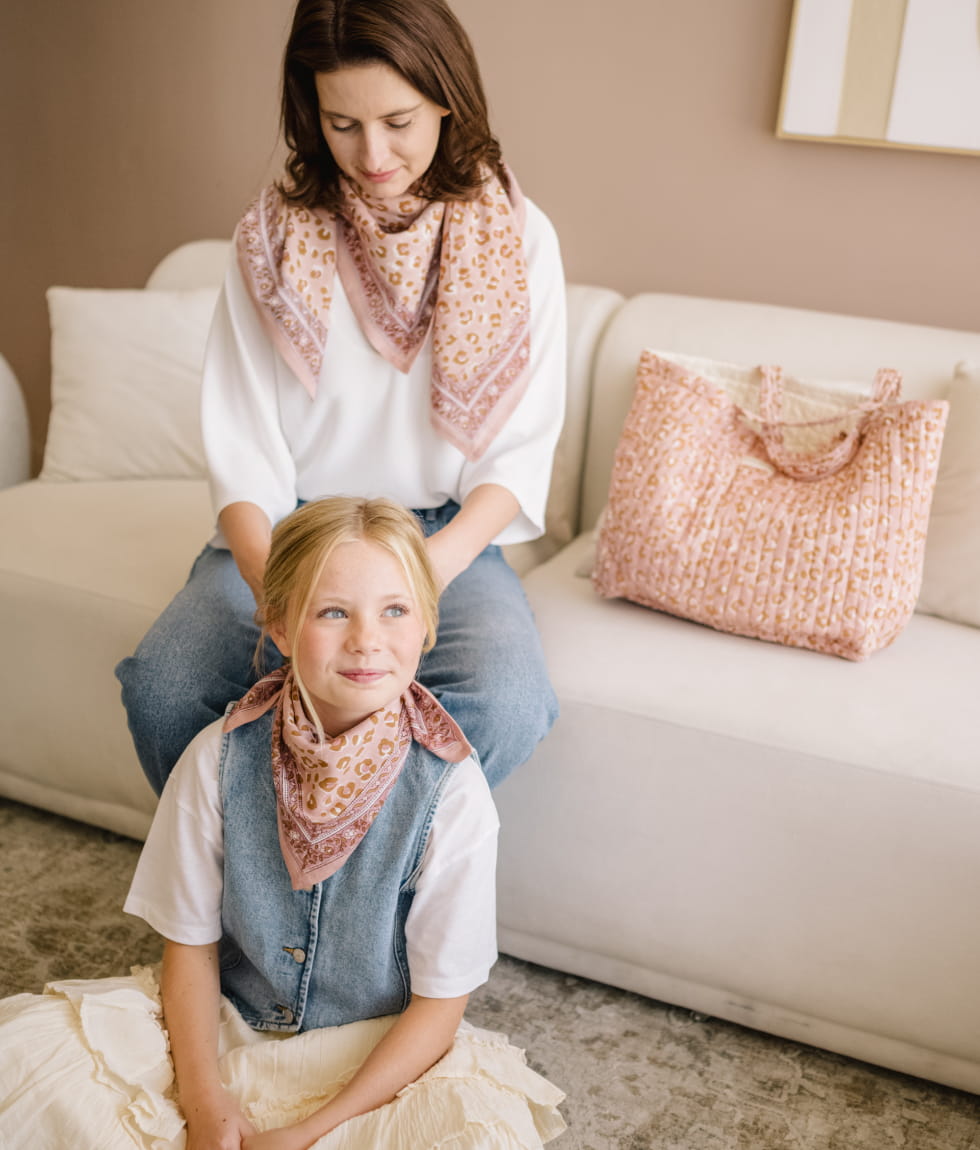 Grand foulard léopard - Bengal Blush