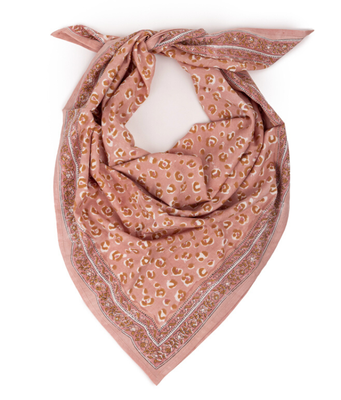 Grand foulard léopard - Bengal Blush